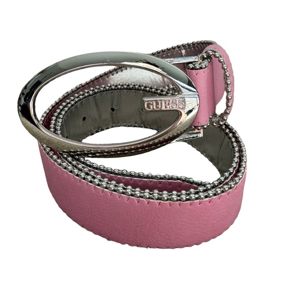 GUESS Pink Studded Belt with Silver Buckle - Size Large - Picture 3 of 6